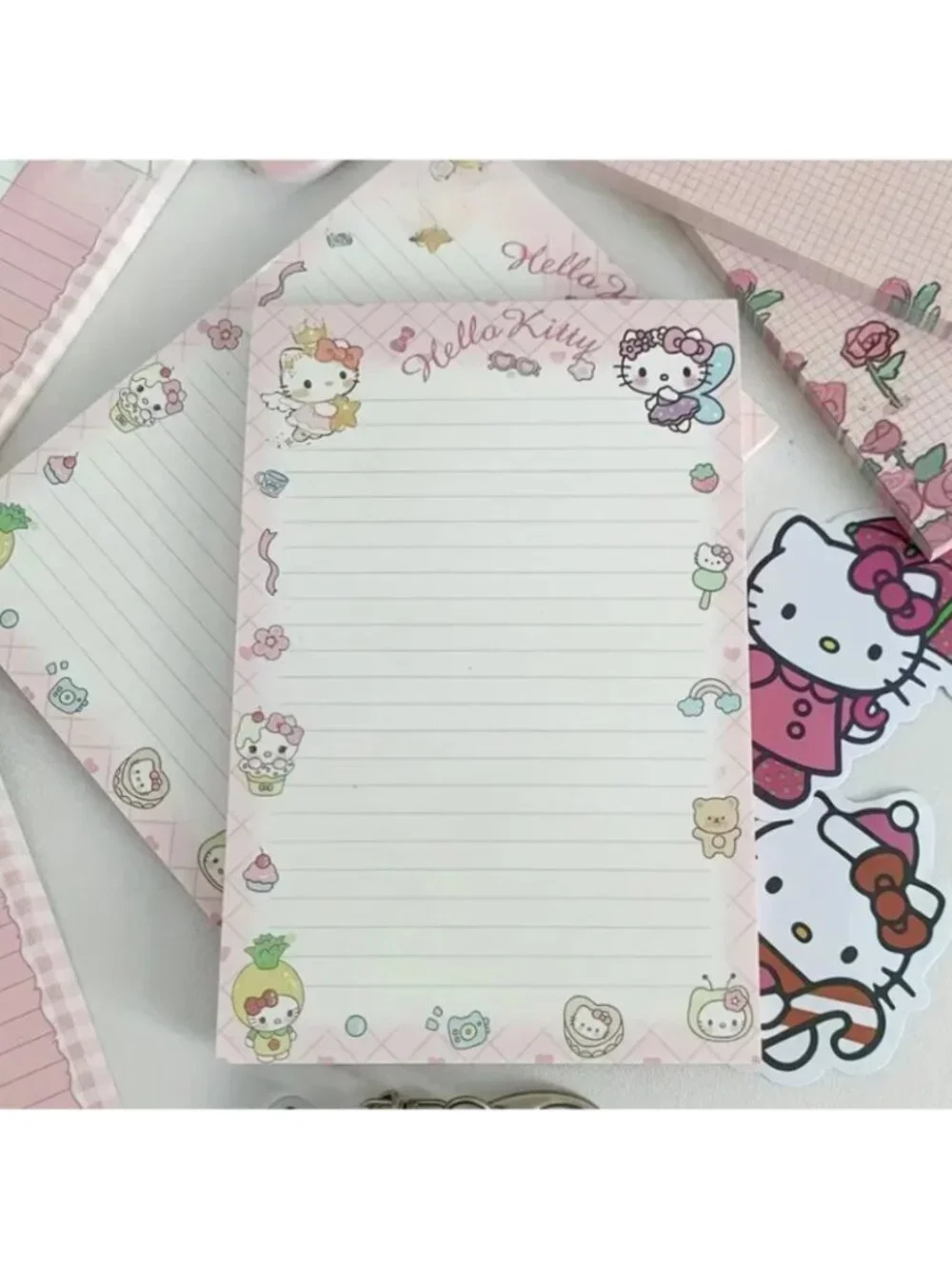 Hello Kitty 4-Pack Tear-Off Notepads Cute Stationery Set for Notes, Journal